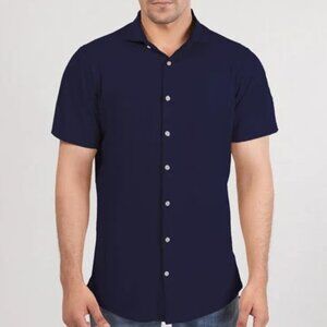Brisk Navy Knitted Soft Pique Short Sleeve Shirt